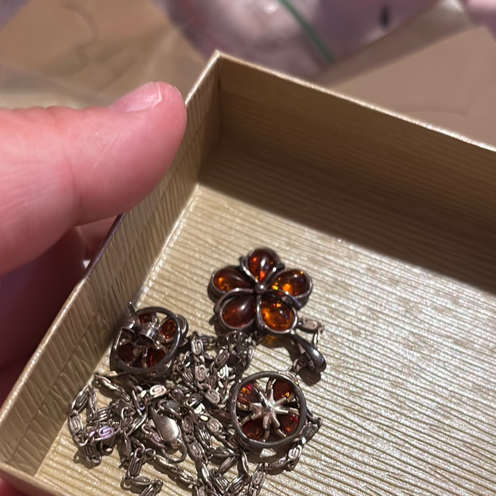 Silver and Amber Jewelry Set